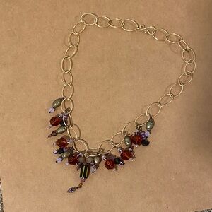 14k GF chain and vintage crystal bead necklace. 18k vermeil clasp. boutique made